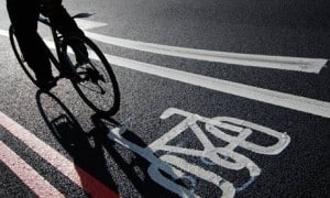 Cyclist in bike lane